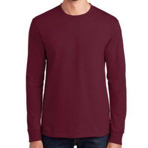 NWT Port and Company Men's Long Sleeve T-Shirt Tshirt 100%Soft Spun Cotton WINE